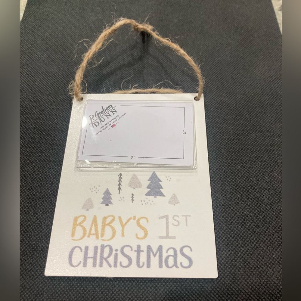Wooden Baby’s 1st Christmas wooden hanging frame from P. Graham Dunn